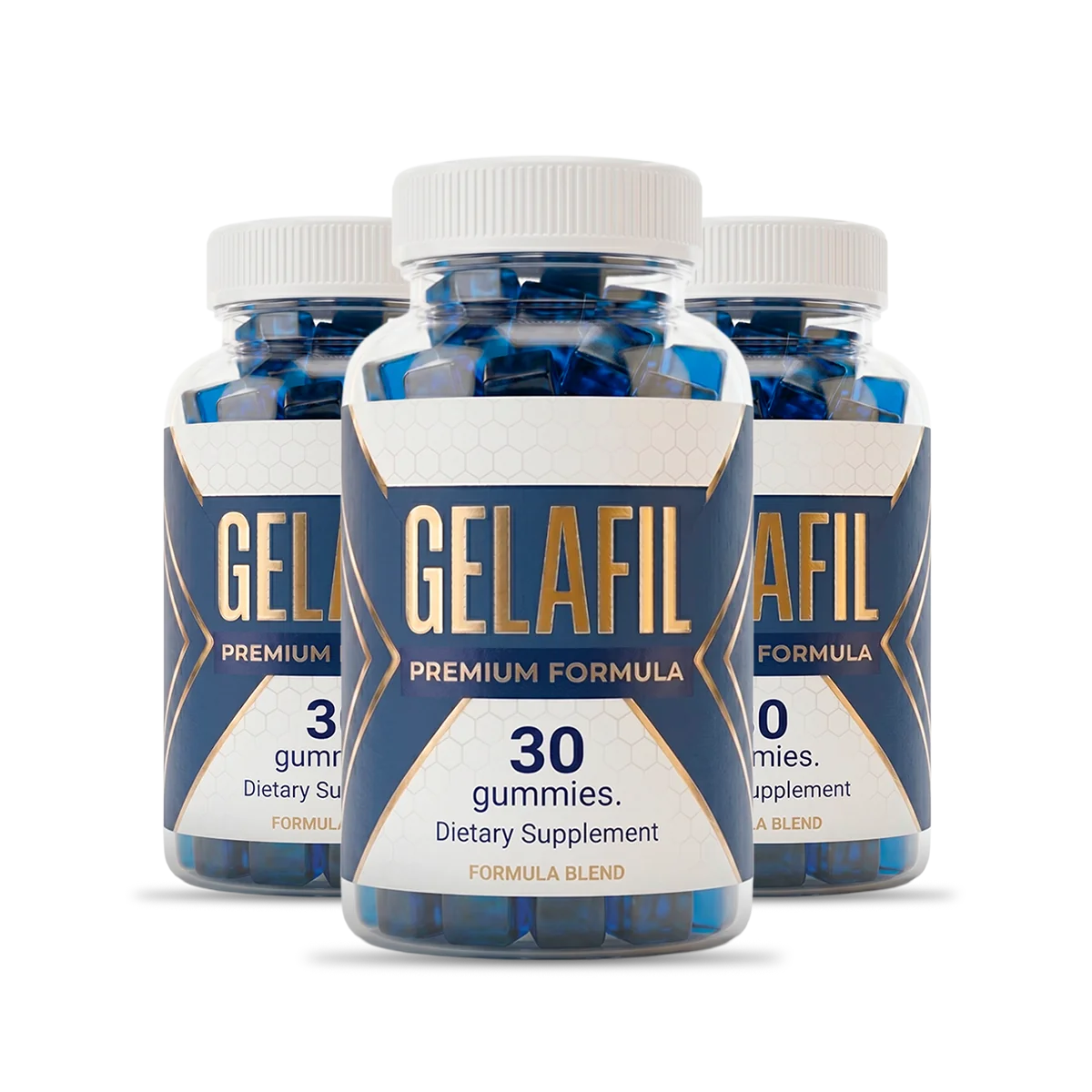 Three bottles of GelaFil Gummies Premium Formula, 30 gummies each